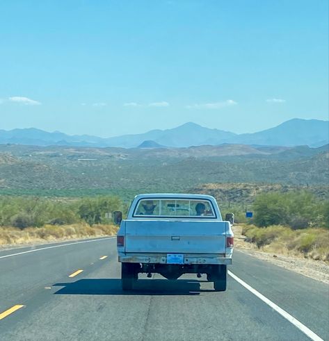 Cowboy Truck Aesthetic, Blue Pickup Truck Aesthetic, Blue Old Car Aesthetic, Vintage Roadtrip Aesthetic, Old Pick Up Truck Aesthetic, Roadtrip Car Aesthetic, 90s Road Trip, Vintage Truck Aesthetic, Chevy Trucks Aesthetic