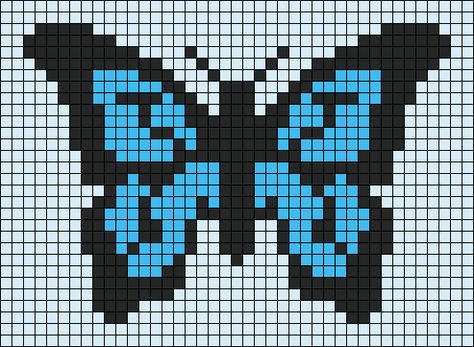 Pixel Drawing Butterfly, Alpha Patterns Crochet Butterfly, Pixel Butterfly Pattern, Small Butterfly Pixel Art, Butterfly Alpha Pattern, Pixel Art Butterfly, Butterfly Pixel Art, Pixel Butterfly, Crochet Butterfly Patterns