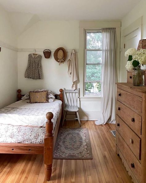 Angie Bailey Old Farmhouse Interior Bedroom, Step Down Bedroom, Minimal Cottagecore, Girl’s Room, Apartment Inspiration, Dream House Decor, Room Aesthetic, Home Tour, Bed Room