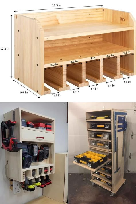 Tool Wall Storage, Garage Storage Inspiration, Power Tool Storage, Tool Storage Cabinets, Workbench Plans Diy, Woodworking Tools Storage, Garage Organization Diy, Woodworking Shop Layout, Tool Storage Diy