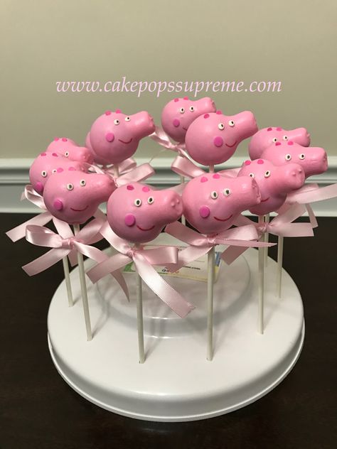 Peppa pig cake pops Peppa Pig Cake Pops, Pig Cake Pops, Decorated Desserts, Peppa Birthday, Pig Ideas, Peppa Pig Cake, Peppa Pig Birthday Party, Pepa Pig, Food Art For Kids