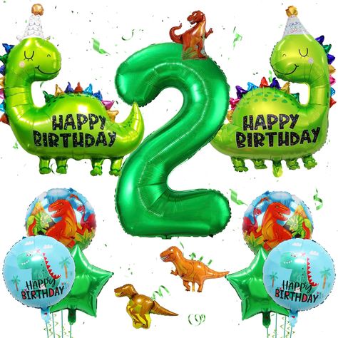 PRICES MAY VARY. Dinosaur balloon sets: as the second birthday in a child's life, it is a good choice to let the child go deep into nature and get close to nature. our main colour is green, which is a natural colour, and there are various dinosaurs to make children's jungle adventures more realistic Easy to decorate: our dinosaur birthday supplies kit includes everything you need to decorate a dinosaur-themed birthday party. balloons, dinosaurs, birthday numbers, etc., you don’t have to spend to Second Birthday Dinosaur Theme, 2nd Dinosaur Birthday Boy, Birthday Decorations Balloons, Number 2 Balloon, Dinosaur Kids Party, Crown Balloon, Dinosaur Birthday Decorations, Dinosaurs Birthday, Dinosaur Party Invitations