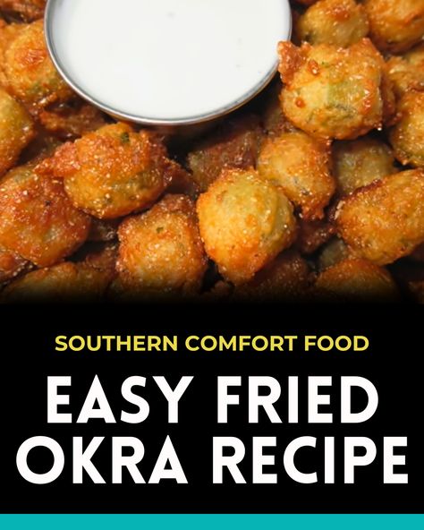 These deep-fried okra nuggets are super crispy, delicious, and not slimy at all! Learn how to make fried okra here. Fried Okra Batter Recipe, Deep Fried Okra, Easy Fried Okra, Okra And Tomato Recipe, Fried Okra Recipe, Okra Fries, Okra Recipe, Okra And Tomatoes, Fried Recipes