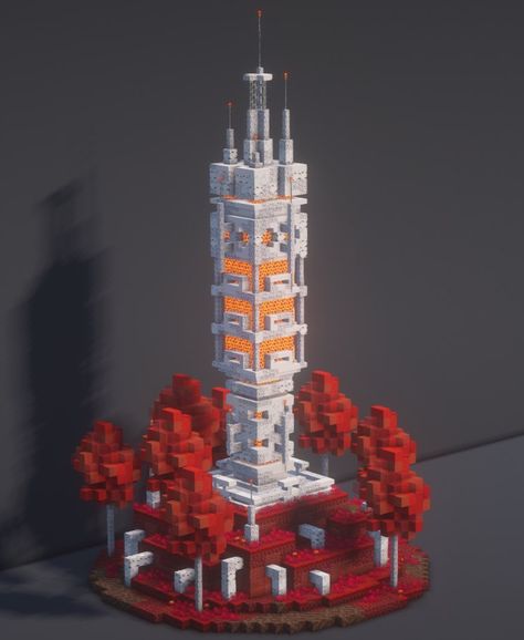 Minecraft Future Building, Minecraft Landmark Ideas, Minecraft Radio Tower, Minecraft Futuristic Building, Minecraft Tower, Mega Base, Minecraft Modern City, Minecraft Creator, Minecraft City Buildings