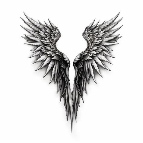 Good And Evil Wings Tattoo, Wings Tattoo Drawing, Angel Wings Tattoo On Back, Alas Tattoo, Wing Tattoo Men, Red Dragon Tattoo, Throat Tattoo, Statue Tattoo, Henna Tattoo Hand