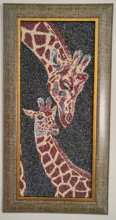 Motherly Love, Seed Art, Mosaic Animals, Mosaic Murals, Mother Love, Pebble Mosaic, Sea Crafts, Mosaic Pictures, Easy Art Projects