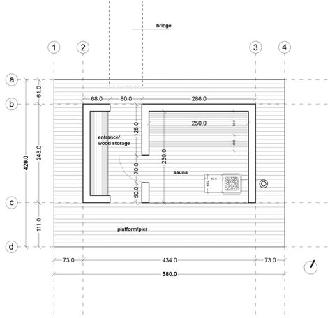 Swedish Lake Sauna | Small Architecture Sauna Exterior Design, Sauna Floor Plan, Sauna Drawing, Floating Sauna, Basement Sauna, Siding Detail, Scandinavian Saunas, Small Architecture, Modern Saunas