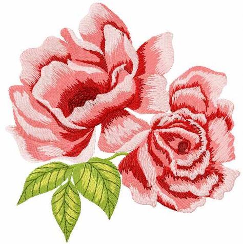 Two red roses free machine embroidery design - Flowers free machine embroidery designs - Machine embroidery community Two Red Roses, Hand Embroidery Tutorial, Machine Embroidery Projects, Learn Embroidery, Design Flower, Rose Embroidery, Silk Ribbon Embroidery, Sewing Embroidery Designs, Flower Embroidery Designs