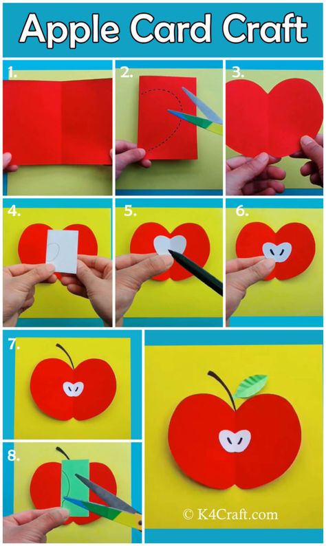 3d Apple Craft, Paper Apple Craft, Valentine Day Decorations, Apple Paper, Spring Toddler Crafts, Fox Diy, Apple Card, Paper Apple, Fruit Crafts