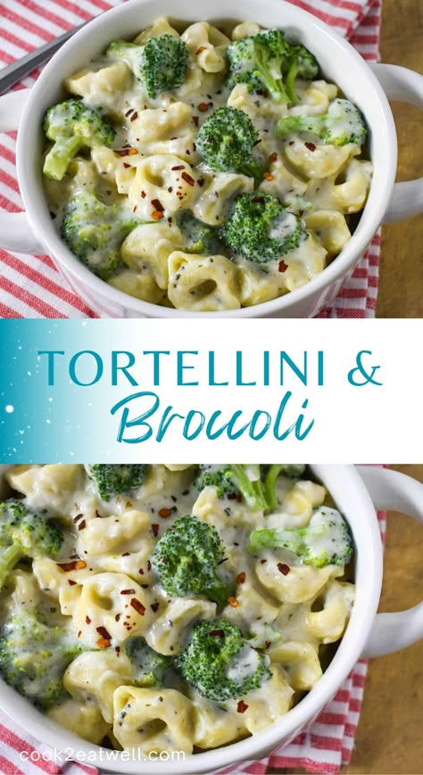 Tortellini With Broccoli Recipes, Creamy Broccoli Tortellini, Cheese Tortellini Broccoli Recipes, Cheese Tortellini Side Dish, Broccoli Alfredo Tortellini, Brocolli Tortellini Recipes, Tortellini Broccoli Salad, Ww Tortellini Recipes, Weight Watchers Tortellini Recipes