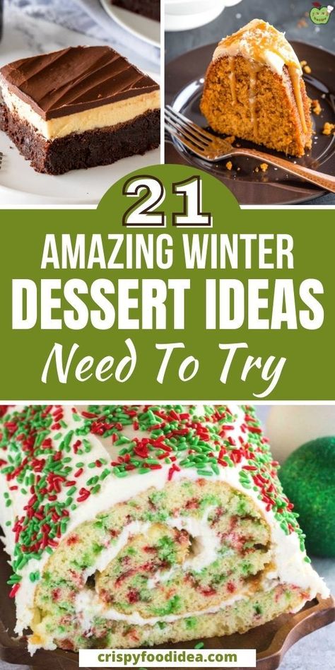 Here you get some amazing winter desserts that are best for holidays and any occasions. Winter Dinner Party Desserts, Winter Party Dessert Ideas, January Dessert Recipes, Winter Cakes Recipes, Light Winter Desserts, Easy Desserts For Company, Winter Birthday Desserts, Desserts Winter, Winter Sweets Desserts