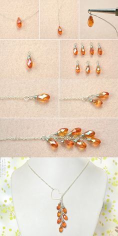 Homemade Beads How To Make, Diy Necklace Ideas Homemade, Homemade Necklace Ideas, Lariat Necklace Diy, Homemade Jewelry Ideas, Heart Necklace Diy, Anting Manik, Lariat Style Necklace, Evil Eye Necklace Gold