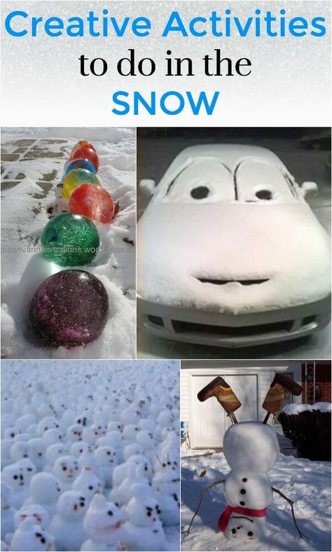 Creative activities to do in the snow Games To Play In The Snow, Snow Ideas Outdoor, Snow Building Ideas, Fun Things To Do In The Snow, Snow Day Fun, Things To Do On A Snow Day, Snow Fort Ideas, Things To Do In The Snow, Snow Day Ideas