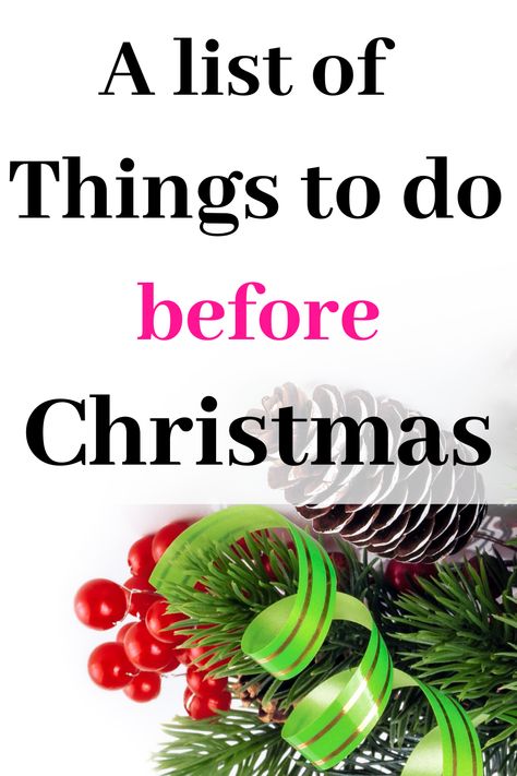 A Christmas checklist can help you prepare for Christmas and help stay organised and happier when holidays come. In this list has everything you need to know to prepare for Christmas, some of these things are things you can do when, with friends, or even alone at home the weekend. Now you have a list to make, pick what makes sense and cross everytime you achieve something. #holidays #holidaygifts #Christmas #Xmas #planners #checklist Christmas Checklist Things To Do, Things To Do Before Christmas, Prepare For Christmas, Christmas Checklist, Alone At Home, Christmas Printable, Lists To Make, Self Improvement Tips, Staying Organized