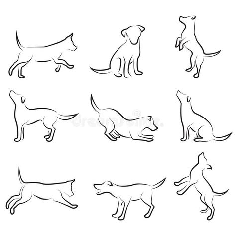 Redwood Tattoo, Natur Tattoo Arm, Tatoo Dog, Minimalist Tattoo Meaning, Tattoo Dog, Dog Outline, Dog Line, 강아지 그림, Cat Vector