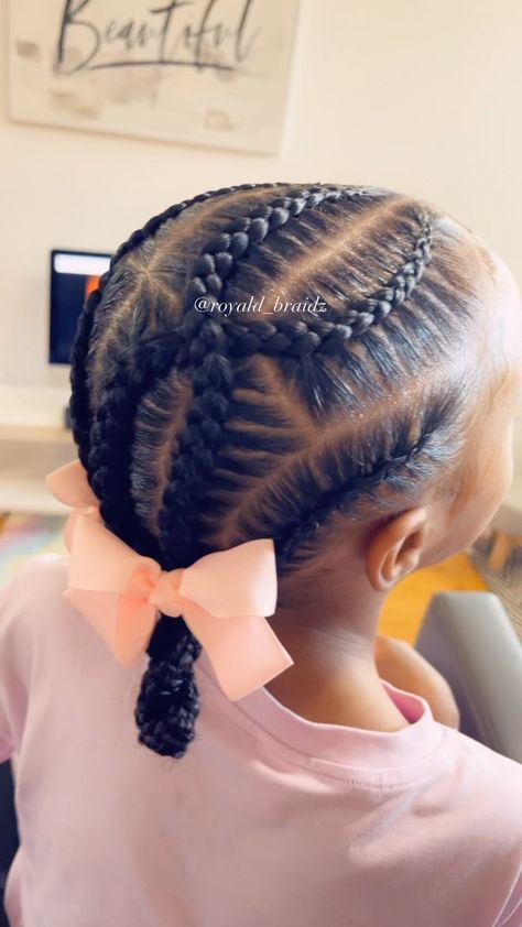 Braid Hairstyles For Little Black Girls Easy, Simple Kid Braid Styles, Kid Friendly Hairstyles Black, Lil Girls Braided Hairstyles, Easy Kids Braided Hairstyles, Braids For Girls Hair Black, Braided Bun Hairstyles For Kids, Girls Cornrow Hairstyles For Kids, Girls Braided Hairstyles Kids Black