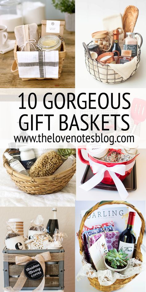 Here are 10 gorgeous gift baskets you can put together yourself. These themed baskets can make the perfect gift for holidays, birthdays, or any occasion. Holiday Mason Jar, Christmas Gift Basket Ideas, Diy Gift Baskets, Mason Jar Gifts, Christmas Gift For Mom, Happy Gifts, Cadeau Diy, Gift Basket Ideas, Christmas Gift Basket