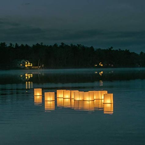 Floating Water Lanterns, Floating Paper Lanterns, Pool Candles, Pond Wedding, Pond Decorations, Paper Lanterns Wedding, Floating Decorations, Accessories For Wedding, Floating Water