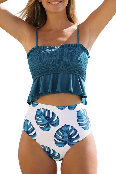 Two Piece Bathing Suit, Trendy Swimsuits, Swimsuits Outfits, Modest Swimwear, Ruffle Swimsuit, Swimming Suits, Cute Bathing Suits