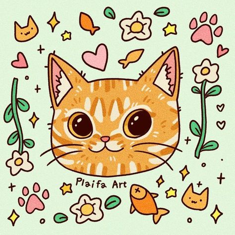 Posca Art, Soyut Sanat Tabloları, 캐릭터 드로잉, Arte Inspo, Arte Sketchbook, Cute Little Drawings, Orange Cat, Cat Illustration, Cat Drawing