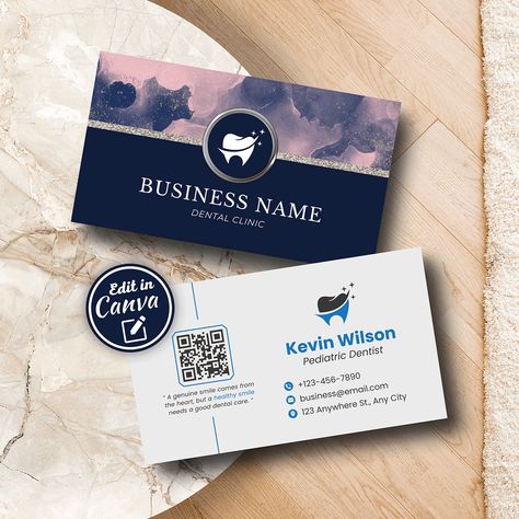 Custom Dental Medical Business Card Canva Template Dental Business Cards, Medical Business Card, Dental Business, Appointment Card, Medical Business, Contact Card, Pediatric Dentist, Healthy Smile, Business Stationery