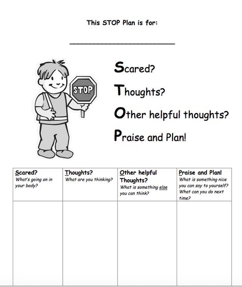 Stop Think Act, Thought Stopping Techniques, Thought Stopping, Child Travel Consent Form, Counselling Resources, Ocd Thoughts, Emotional Regulation Activities, School Based Therapy, Regulation Activities