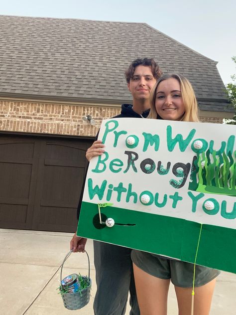 Prom Posals Ideas Golf, Hoco Proposals Ideas For Him Golf, Cute Golf Promposals, Minecraft Promposal, Golf Promposal Ideas, Golf Homecoming Proposals, Golf Promposal For Him, Golf Promposal, Golf Hoco Proposals