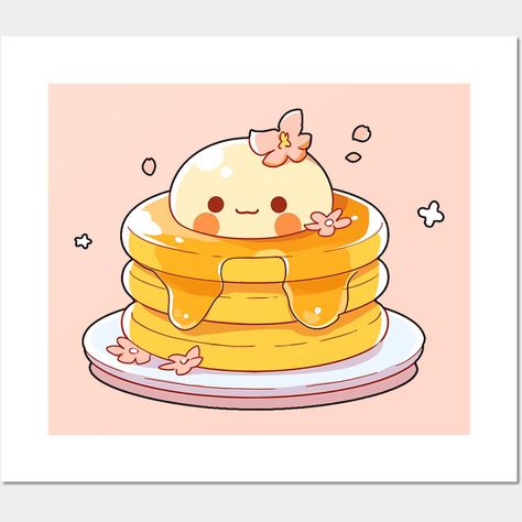 Start your day off on a sweet note with this adorable anime-inspired illustration of a stack of fluffy pancakes covered in syrup. Featuring a lovable blob of butter with kawaii eyes and a charming smile, this design is sure to brighten up any kitchen or dining space. Perfect for those who appreciate the finer things in life - like a delicious breakfast - this artwork is a must-have for pancake lovers and foodies alike. Available on a variety of Redbubble products, including stickers, mugs, and w Sweets Illustration Food Art, Pancake Cartoon, Pancake Illustration, Cute Pancakes, Kawaii Breakfast, Pancake Drawing, Kawaii Eyes, Cute Cartoon Food, Adorable Anime