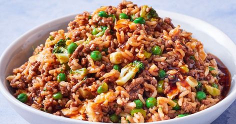 Quick Mongolian beef fried rice Mongolian Fried Rice, Beef Fried Rice Recipe Chinese, Chinese Special Fried Rice, Minced Beef Fried Rice, Ground Beef Fried Rice, New Dinner Recipes, Beef Fried Rice Recipe, Mince And Rice, Xo Fried Rice