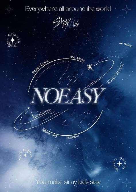 Skz Album Poster, No Easy Album Cover, Aesthetic Skz Poster, Stray Kids Posters For Room, Skz Album Cover Wallpaper, Skz 5 Star Album Cover, Noeasy Album Cover, Noeasy Skz Album Cover, Kpop Blue Poster