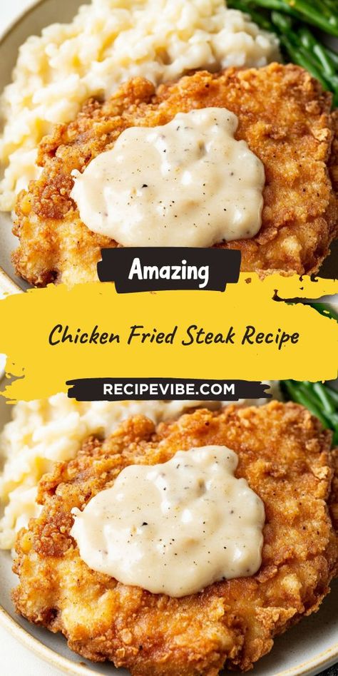 Looking for a deliciously satisfying meal that won't weigh you down? This Chicken Fried Steak Recipe is the perfect light dinner idea that combines crispy perfection with tender meat. Save this recipe for a quick weeknight dinner that your family will love and enjoy without any guilt! Chicken Fried Steak Buttermilk, Chicken Fried Steak Breading, Chicken Fried Steak With Ground Beef, Chicken Fried Pork Steak, Del Rancho Chicken Fried Steak Recipe, Classic Chicken Fried Steak, Chicken Fried Steak Without Buttermilk, Buttermilk Chicken Fried Steak, How To Make Chicken Fried Steak