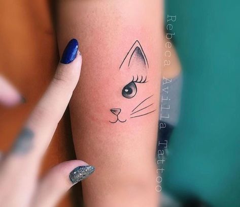 Cat Eye Tattoo, Tattoos For Women Cat, Small Cat Tattoo, Cat Eye Tattoos, Cat Tattoo Design, Tato Minimal, Cute Cat Tattoo, Magic Runes, Black Cat Tattoos