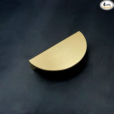 Brushed Gold Drawer Pulls 4 Pack MFYS 2.5" Hole to Hole Semi Circle Cabinet Pull Knob Brass Cabinet Pulls Moon Handles Cupboard Hardware 64mm (4, 2 1/2" Hole to Hole) - - Amazon.com Circle Cabinet, Cabinet Hardware Modern, Cupboard Hardware, Gold Drawer Knobs, Gold Cabinet Pulls, Black Cabinet Hardware, Gold Drawer Pulls, Bar Cups, Kitchen Drawer Pulls