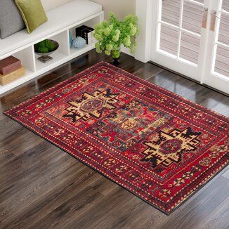 Well Woven Tulsa Lea Southwestern Geometric Crimson Area Rug | Wayfair Bright Rug, Colourful Furniture, Southwest Area Rugs, Nola House, Therapy Space, Front Room Decor, Home Design Modern, Earthy Bohemian, Red Rectangle