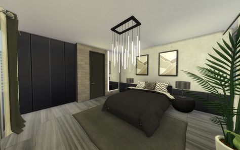 Dark Modern Bedroom Bloxburg, Modern Houses Bloxburg, Modern Bedroom Bloxburg, Boo Burg House, Modern Bathroom Design Luxury, Sims 4 Apartments, Dark Modern Bedroom, Bloxburg Apartment, Bloxburg Interior Ideas