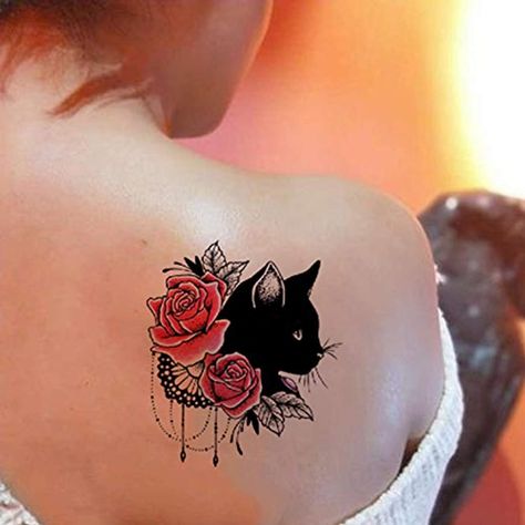 TAFLY Waterproof Temporary Tattoos Sticker Black Cat and Rose Tatto Water Transfer Fake Tatoo for Woman 5 Sheets >>> Read more at the image link. (This is an affiliate link) #makeup Spinal Tattoo, Stomach Tattoos Women, Dream Catcher Tattoo Design, Black Cat Tattoos, Dream Catcher Tattoo, Stomach Tattoos, Temporary Tattoo Stickers, All Tattoos, Fake Tattoos