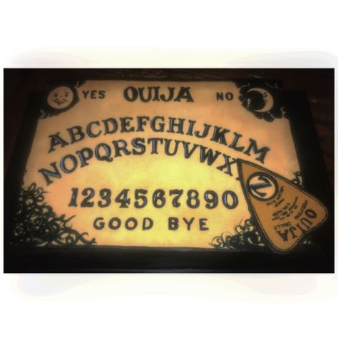 Ouija board cake   @polishedtreats #polishedtreats   #ouijaboard #ouijaboardcake #creepycake #birthdaycake #vanillacake #chocolatecake #swissmeringuebuttercream #scarycake #spookycake #ouija Ouija Board Party, Ouija Board Cake, Ouija Board Birthday Cake, Cute Ouija Board, Custom Ouija Board, Antique Ouija Board, Scary Cakes, Spooky Cake, Ouija Board