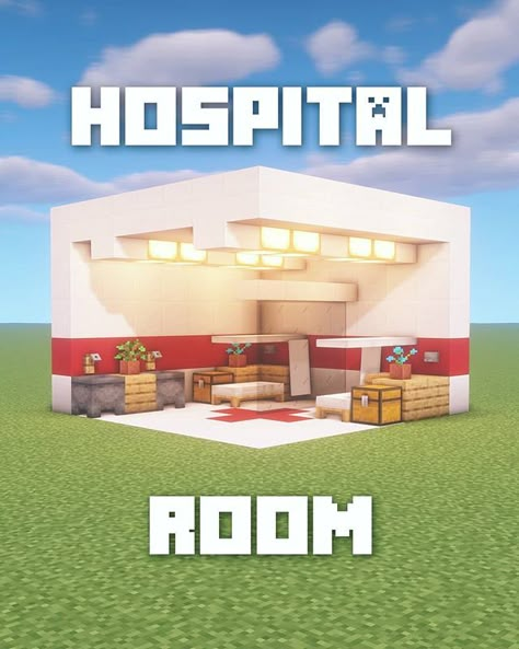 YSingHD ⛏ Minecraft в Instagram: «🏥 7x7 Hospital Room . 💥 PROFESSIONAL YOUTUBE THUMBNAILS: www.bit.ly/ysingthumbnails (link in bio) 💥 . 🌒 Shaders: BSL Shaders V7 . ➡️ Follow…» Minecraft Hospital Ideas, Minecraft Hospital, Minecraft Modern City, Hospital Ideas, Minecraft Shops, Minecraft Houses Survival, Minecraft Mansion, Minecraft Interior, Minecraft Modern