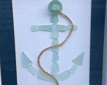 Sea Glass Diy, Anchor Art, Sea Glass Gifts, Sea Glass Art Projects, Beach Glass Crafts, Glass Art Pictures, Painted Glass Art, Wine Glass Art, Beach Glass Art