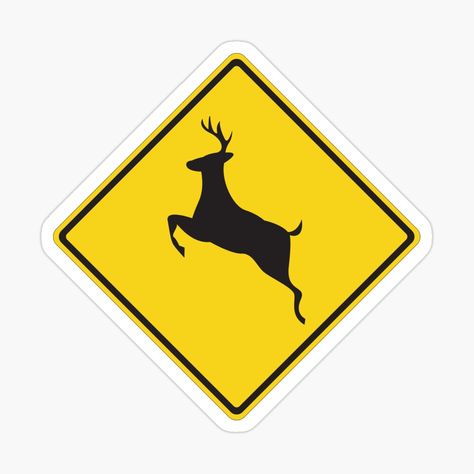 Get my art printed on awesome products. Support me at Redbubble #RBandME: https://www.redbubble.com/i/sticker/Deer-Crossing-by-Byoudesigns/81257634.JCQM3?asc=u Deer Symbol, Deer Crossing, Deer Signs, Crossing Sign, Sign Sticker, Traffic Signs, A Deer, Road Signs, Sign Wall