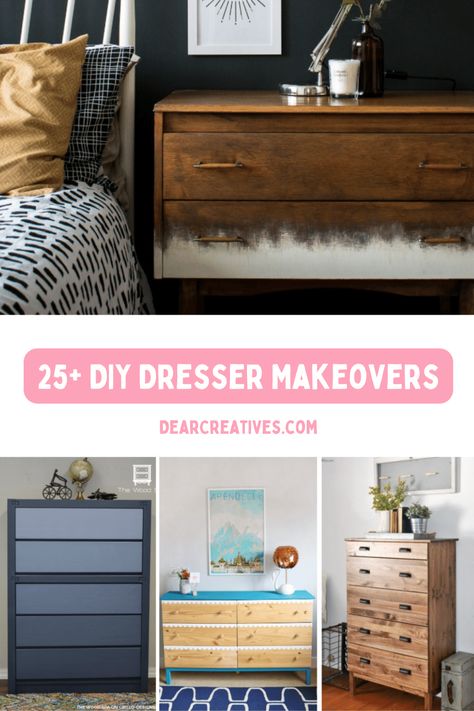 DIY Dresser Makeovers - Over 25 Dresser Makeover ideas to inspire you to revamp a dresser you own. These easy, creative, inspirational do it yourself dressers are a must see! See these and more ideas to help you with your furniture makeovers. DearCreatives.com (images of diy, upcycled, revamped, and refurbished dressers) Diy Dresser Ideas, Dresser Makeover Ideas, Big Dresser, Dresser Makeovers, Dresser Ideas, Coaster Crafts, Dressers Makeover, Life Paint, Diy Dresser