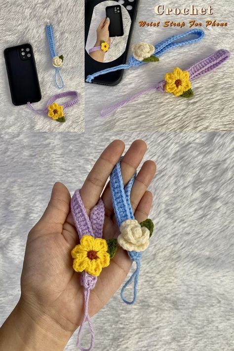 Diy Accessories To Sell, Crochet Phone Accessories, Phone Strap Crochet, Crochet Phone Strap, Crochet Phone Charm, Crochet Phone Cover, Sunflower Crochet, Crochet Case, Granny Square Crochet Patterns Free