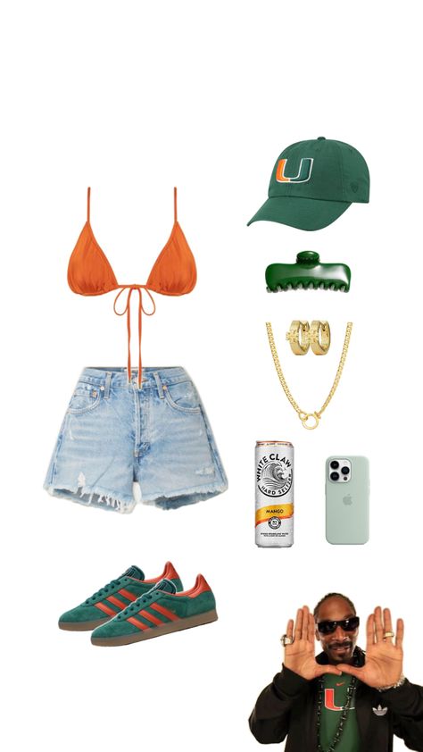 U Of Miami, College Game Day Outfit, U Miami, School Spirit Posters, Spirit Posters, Gameday Fits, Dream University, College Gameday Outfits, Miami Football