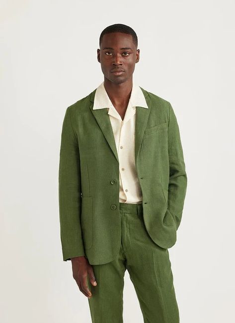 Non Suit Wedding Attire, Man Wedding Outfit Summer, Khaki Wedding Guest Outfit Men, Men Colored Suit, Linen Wedding Outfit For Men, Unconventional Mens Wedding Attire, Mens Big And Tall Suits, Non Suit Groom Attire, Non Traditional Wedding Tuxedos