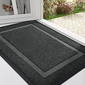 OLANLY Front Door Mat Indoor Outdoor Entrance, Waterproof All-Season, All-Weather Doormat, Durable Natural Rubber, Fade Resistant, Low Profile, Easy Clean Patio Porch Entryway Mat, 29.5x17, Black Front Door Mat Indoor, Front Door Rugs, Clean Patio, Door Mat Indoor, Outdoor Entrance, Front Door Mat, Entryway Mats, Front Door Mats, Door Rugs