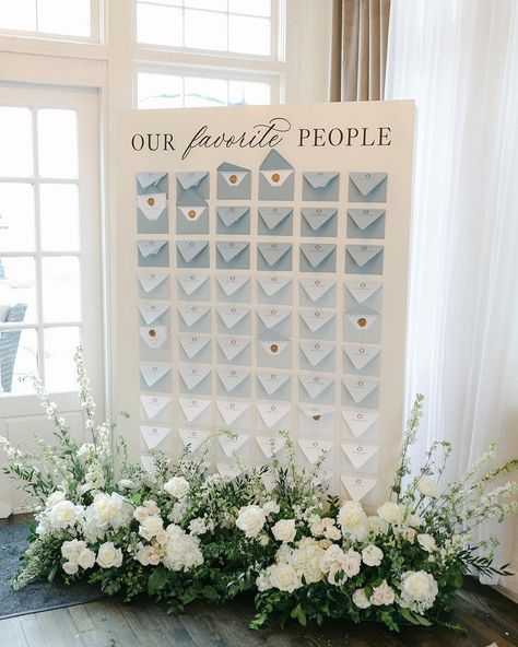 a permanent spot on the feed for this beautiful ombré seating chart… | Instagram Light Blue Wedding Seating Chart, Blue And White Seating Chart, Seating Chart Ideas, Rustic Dinner, Pastel Wedding Colors, Nh Wedding, Light Blue Wedding, Wedding Elements, Ceremony Seating