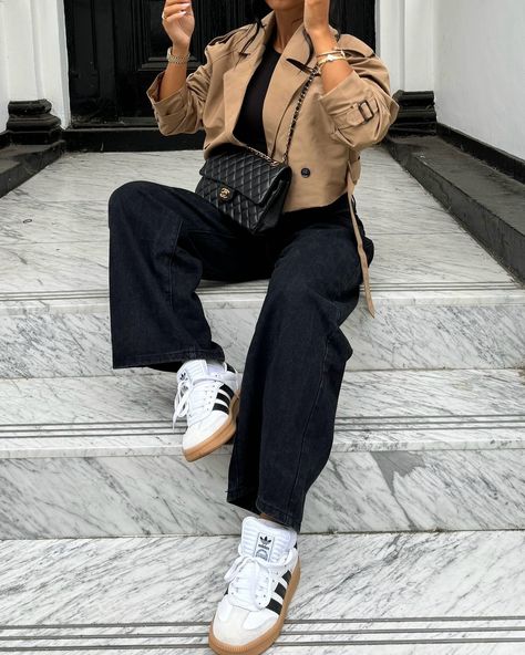 TRENCH SZN 🧸 @myamills in our Taupe Belted Cropped Trench Coat and Washed Black Dipped Back Waistband Boyfriend Jeans 🤍 Tap to shop 🔗 Cropped Trench Coat Outfit, Trench Coat Outfit Fall, Fall Coat Outfit, Cropped Outfits, Cropped Trench Coat, Trench Coat Outfit, Cropped Coat, Coat Outfit, Coat Outfits