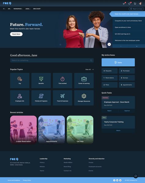 Dark Mode Website Design, Sharepoint Design, Employee Portal, Intranet Portal, Job Portal Website, Work Hacks, Dashboard Interface, Portal Design, Org Chart