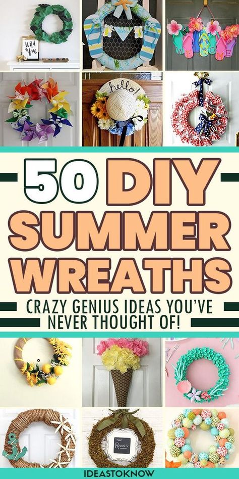 May Wreath Ideas, Camping Wreath Ideas, Straw Wreath Ideas Diy, Foam Wreath Ideas Diy, Summer Wreaths For Front Door Diy, Easy Wreaths To Make, How To Make A Wreath, Spring Wreath Ideas Diy, Wreath Diy Easy