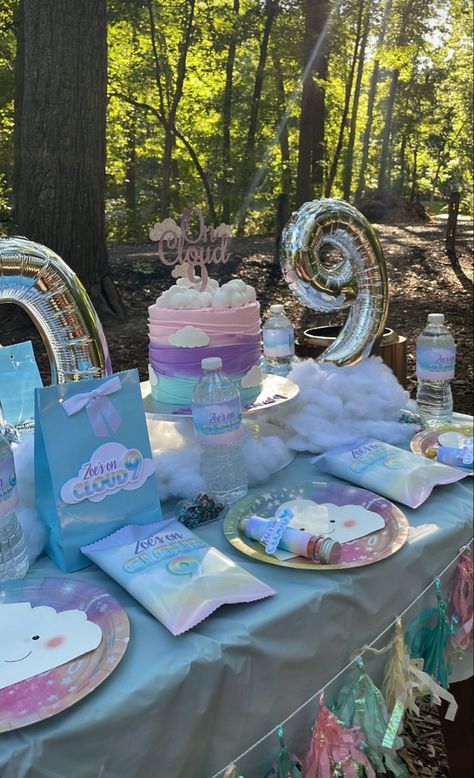 Cloud 9 birthday cake Cloud 9 Table Decorations, Girl Birthday Party Ideas 9 Year, Cloud Nine Birthday Party Ideas, Sky Party Theme, On Cloud 9 Birthday Cake, Cloud 9 Birthday Cake, Cloud Nine Birthday Party Decorations, Cloud 9 Cake, On Cloud 9 Birthday Party